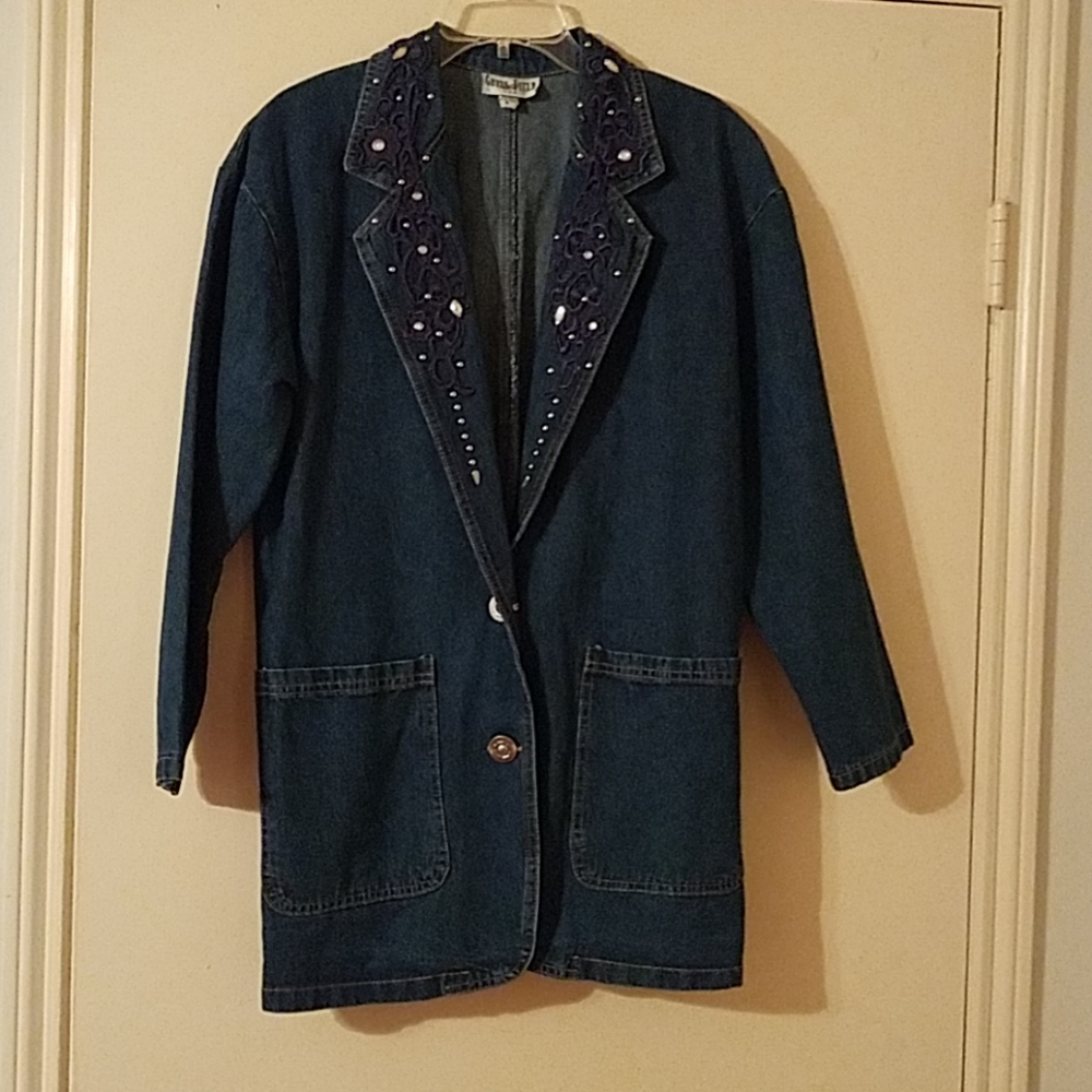 Vintage Green Field denim jacket/blazer